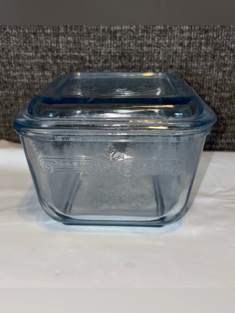 Vintage Fire King Sapphire Blue Philbe Glass Refrigerator Dish With Lid